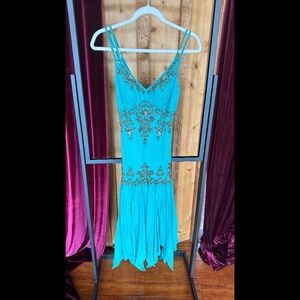 Green Sue Wong evening gown / ballroom gown with beading